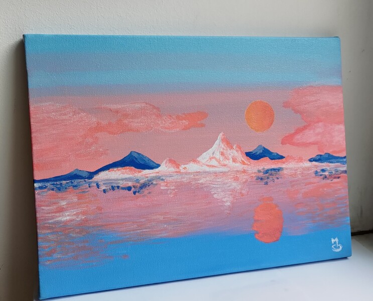 Zimní krajina; Akryl na plátně 40 x 30, 2021