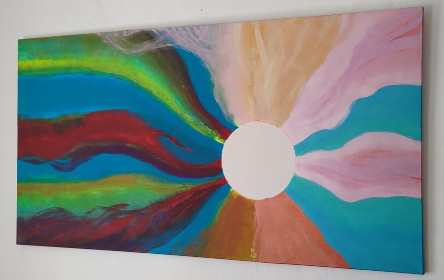 Proměna; Akryl na plátně 150 x 70, 2023