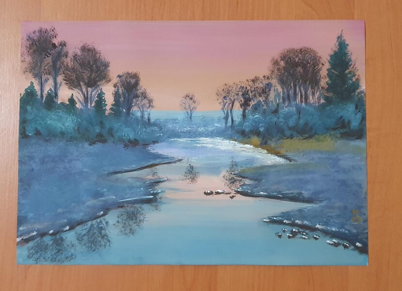 Svítání; Kvaš na papír 42 x 29,7, 2024