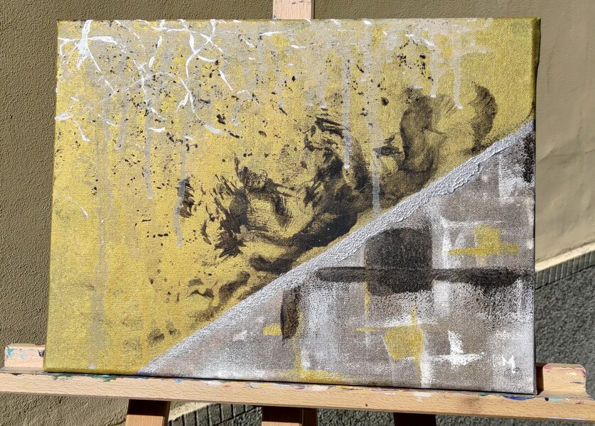 Úskalí komunikace; Akryl na plátně 40 x 30, 2024