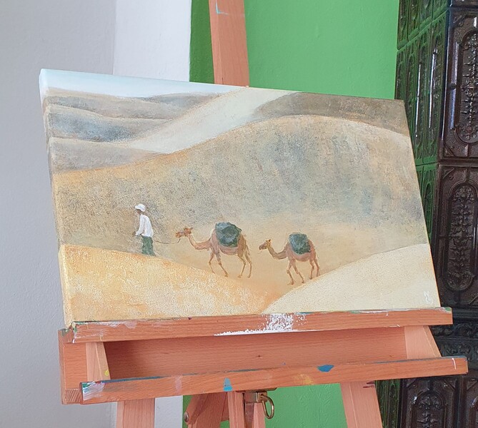 Ticho; Akryl na plátně 50 x 30, 2024