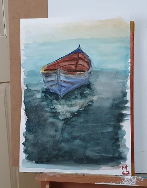 Ozvěna ticha; Akvarel 30 x 42; 2024