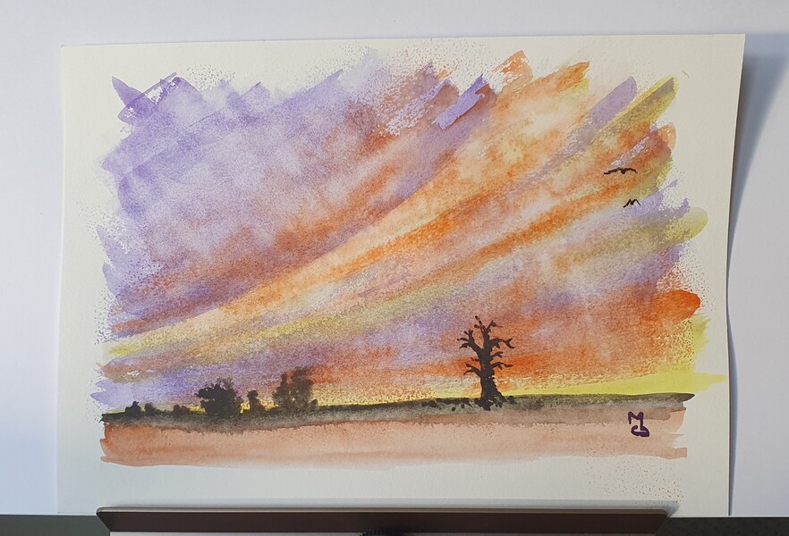 Drama života; Akvarel 30 x 20, 2024