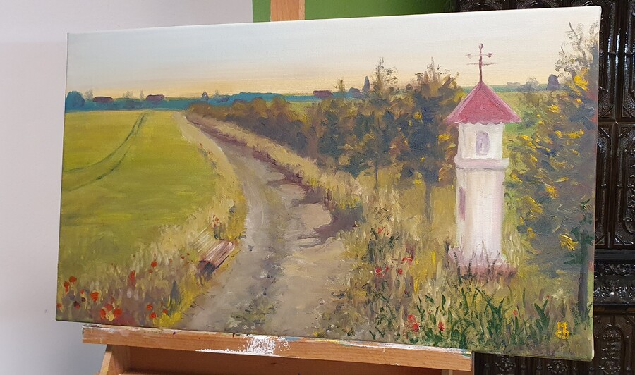 Léto; Olej na plátně 70 x 40, 2024