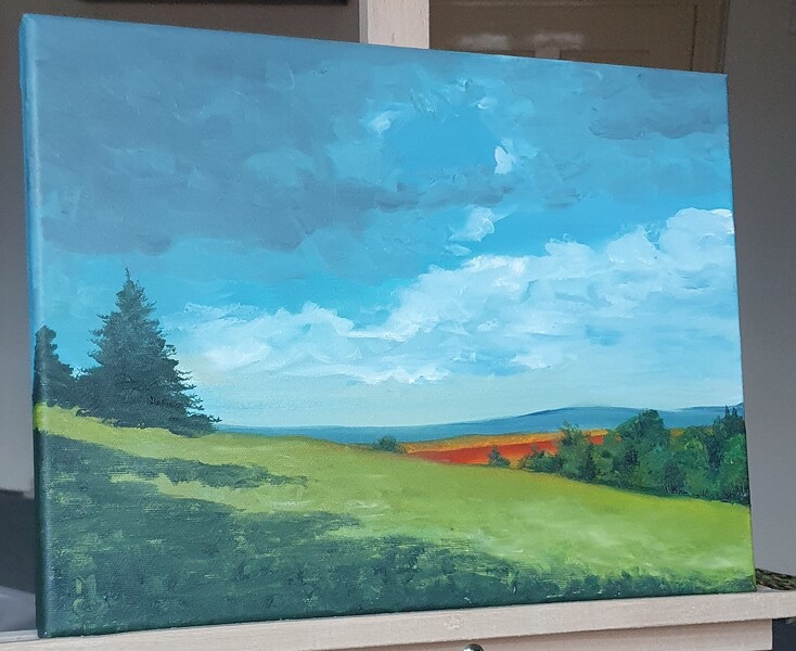 Na stráni; Olej na plátně 40 x 30, 2024