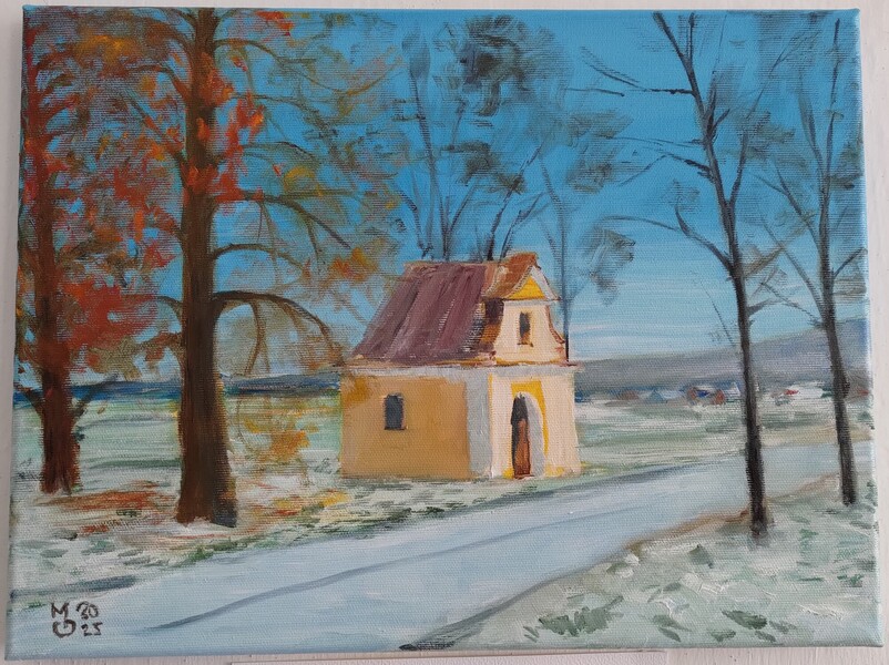 U cesty; Olej na plátně 40 x 30, 2025