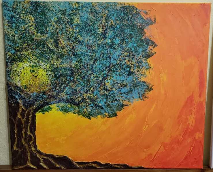 Zdroj bytí; Akryl na plátně 70 x 60, 2025