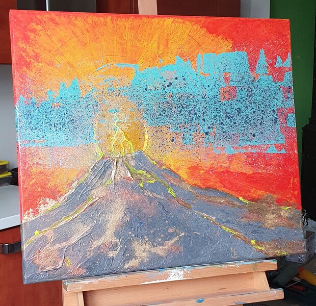 Zřídlo naděje, Akryl na plátně 70 x 60, 2025