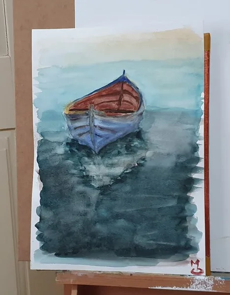Ozvěna ticha; Akvarel 30 x 42; 2024