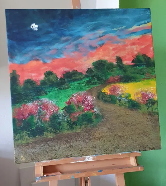Síla naděje; Akryl na plátně 70 x 70, 2025